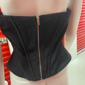 Chic Black Corset Bustier Top with Zipper
